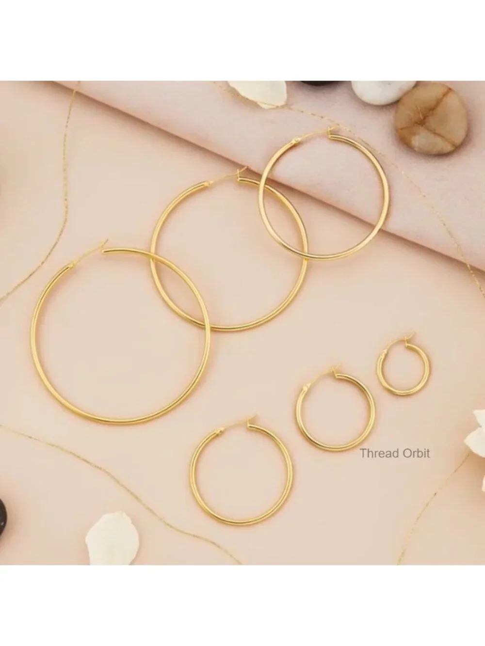 14K Gold Hoop Earrings Classic Shiny Earring for Women